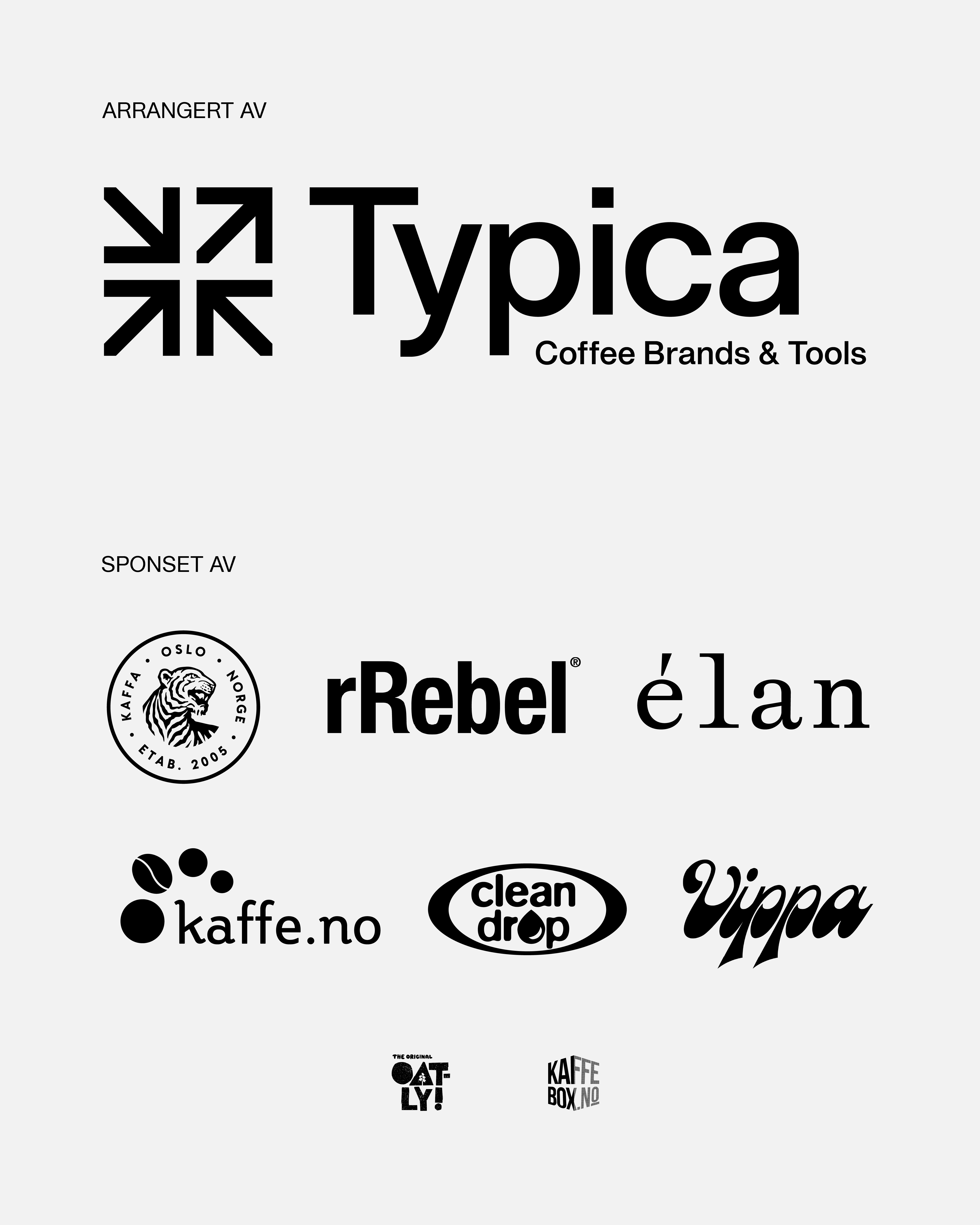 NM i AeroPress 2026 Sponsorer: Typica, Kaffa, rRebel, élan, kaffe.no, clean drop, Vippa, Oatly, Kaffebox